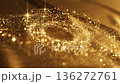 Magical swirling light: Abstract background video of golden particles and swirls of light soaring against a luxurious gold glitter background 136272761