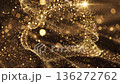 Magical swirling light: Abstract background video of golden particles and swirls of light soaring against a luxurious gold glitter background 136272762