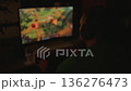 Man playing video game on computer at home 136276473