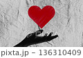 Hands and a red heart. Modern collage style. stop motion animation 136310409