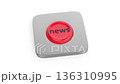 Red round news button on white background 136310995