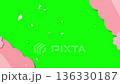 Cherry blossom petals falling from the window, Japanese paper cutout style frame (green screen, chromakey) 136330187