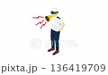 Isometric illustration animation: Sailor shouting with a megaphone (summer) 136419709