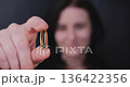 Adult Woman Showing Omega 3 Pill Heart Health Wellness Concept 136422356