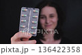 Adult Woman Showing Pill Blister Health Supplement Concept 136422358
