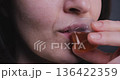 Adult Woman Taking Syrup Health Collagen Concept 136422359