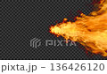 Flying fireball (straight line / transparent / 4K / 5 seconds) [Angle 1] 136426120