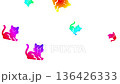 Rainbow-colored cat particles overflowing from the center of the screen. White background. 4K animation. 136426333