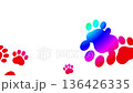 Rainbow-colored paws overflowing from the center of the screen, particle animation, white background, 4K animation material 136426335