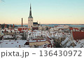 Tallinn city view with snow covered buildings during winter morning in Estonia 136430972