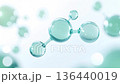 A 3D loop video of a beauty ingredient image with slowly rotating light blue transparent molecules 136440019