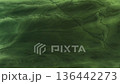 aerial view of vibrant green islands surrounded by waterways. river is polluted with green bacteria due to reproduction during summer water bloom. consequences of warming and technological pollution 136442273