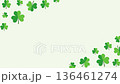 Green shamrock corner frame background with copy space for St. Patrick's Day. 136461274