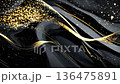 A luxurious abstract background video made of gold light particles and waves flowing on a black background 136475891