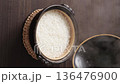 Freshly cooked rice cooked in a clay pot Vertical video 136476900