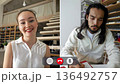 Bright interactions through a split screen online class session 136492757