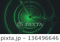 Neon green sound waves spiraling in the dark 136496646