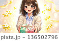 Smiling girl giving a gift on White Day Spring gratitude gift video 136502796