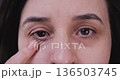 Adult Woman Applying Anti-Wrinkle Eye Cream Skincare Concept 136503745