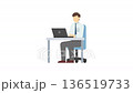 Flat illustration animation: A man in a suit working on a PC (summer) 136519733