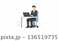 Flat illustration animation: A man in a suit working on a PC (winter) 136519735