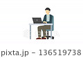 Flat illustration animation: A man working on a PC 136519738