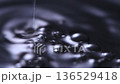 黒背景で水滴が落ち水面に波紋ができるシーン 136529418