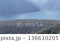 富士山麓　「本栖城」上空より空撮　樹海と本栖湖 136610205