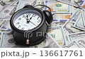 Clock face timelapse on dollar banknotes. Concept of finance and money payment. 136617761