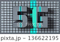 5G 3D typography breakup animation with cyan laser on grid 136622195