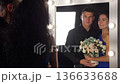 Bride And Groom, Couple Smiling In Front Of Mirror, Beautiful Bride And Groom In Candid Scene Captured, Loving Pair In Softly Lit Setting With Special Moments Frozen In Time 136633688