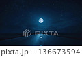 Cinematic Night Road with Full Moon and Starry Sky Drone View 136673594