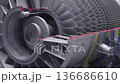 Aerospace engine component with detailed features. Detailed model of airplane engine front with 136686610