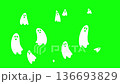 Simple cartoon ghost floating on green background for spooky effects 136693829