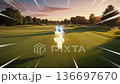 Explosive energetic golf ball hit with colorful smoke trail 136697670