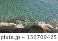Clear Turquoise Sea Water over Coastal Rocks 136709425
