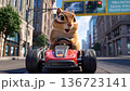 Chipmunk racing through town on a go-kart 136723141