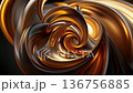 A swirling abstract design featuring smooth, shiny gold and black curves. The composition creates a sense of movement and depth. 136756885