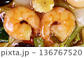 Close-up of mixed vegetable rice bowl with thickened sauce (rotating) 136767520