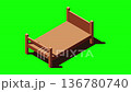 Isometric wooden bed animation. 3D isometric bed. Wooden bed frame. Isometric bedroom furniture. Isometric furniture. 4K video animated in isometric style 136780740