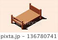Isometric wooden bed animation. 3D isometric bed. Wooden bed frame. Isometric bedroom furniture. Isometric furniture. 4K video animated in isometric style 136780741