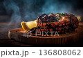 Delicious Grilled Octopus Served With Lemon and Fresh Herbs. 136808062