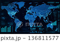 Near-future cyber world map and global network HUD [Generative AI] 136811577
