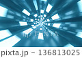 背景素材中，光線呈放射狀移動，彷彿深入某個通道。 136813025
