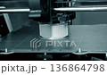 3D printer. Working 3d printer close-up. 3d printer printing object from molten plastic. Printing prototype. New modern printing technology on 3D printer. Additive progressive technologies. FDM 136864798