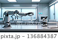 Robotic arm performing chemical experiment in modern laboratory. 136884387