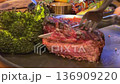 beef steak with broccoli cut 136909220