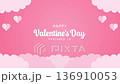 A sweet pink looping animation for Valentine's Day featuring hanging paper hearts, fluffy clouds, and a festive greeting message 136910053