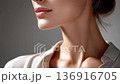 Close up view of delicate female neck skin 136916705