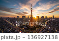 東京タワーの夜明け 架空風景 東京タワーの夜明け 架空風景 136927138